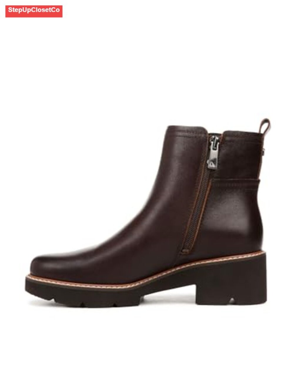 Naturalizer Water-Repellent Leather Ankle Bootie with Block Heel